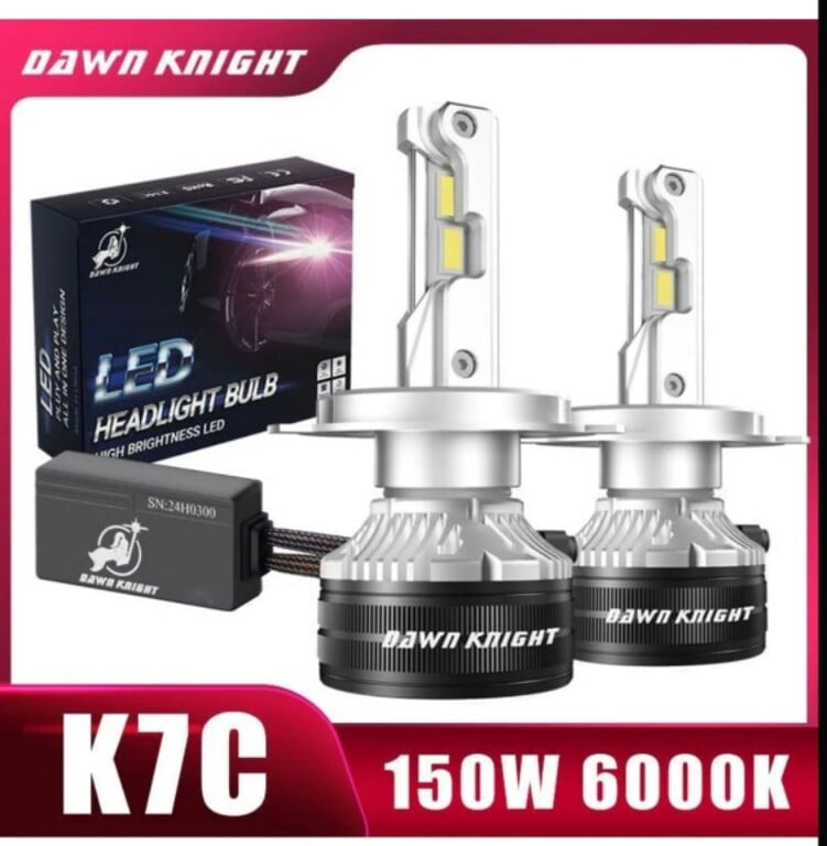 Лампа автомобильная DawnKnight H4 K7C-150W-6000K (цена с ozon картой, из-за рубежа)