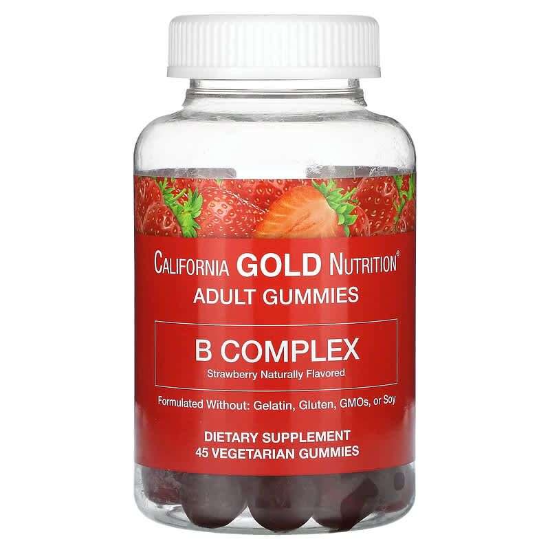 California Gold Nutrition, Gummies B Complex со вкусом клубники, 220 г, 45 шт.