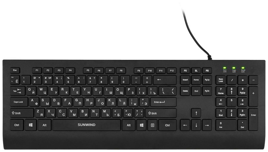 Клавиатура SunWind SW-KB300, USB, c подставкой для запястий, черный [1611549]