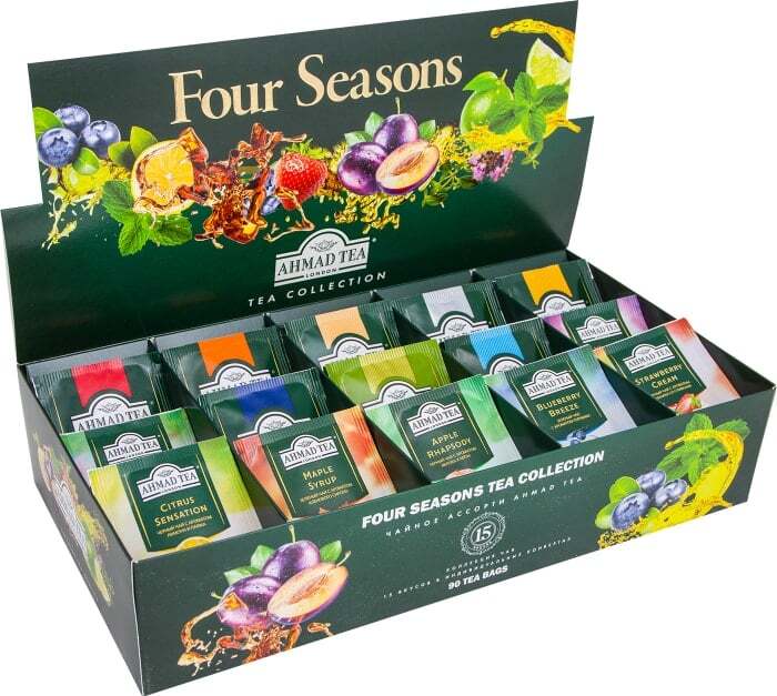 Подарочный набор Ahmad Tea чайное ассорти "Four Seasons", 15 вкусов, 90 пакетиков по 1.7 гр