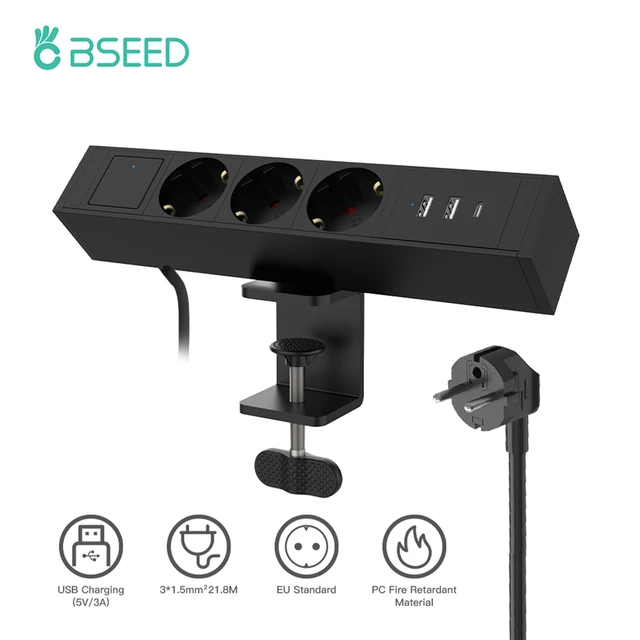 Розетка сетевая BSEED с USB-портом Type-C, 1,8 м, 3 розетки