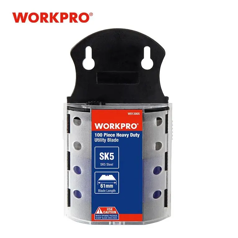 Лезвия трапециевидные из стали WORKPRO SK5 для ножей 61 мм 100 штук