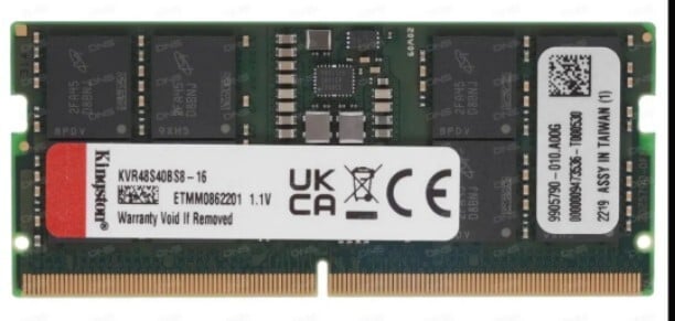 Оперативная память Kingston SO-DIMM DDR5 4800МГц 16Гб 1x16 ГБ KVR48S40BS8-16