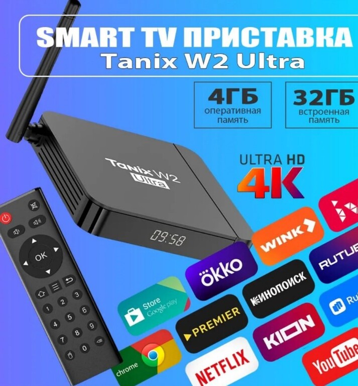 ТВ-приставка Tanix W2 Ultra 4 ГБ/32 ГБ S905W2 Android 11 (из-за рубежа, с картой OZON)