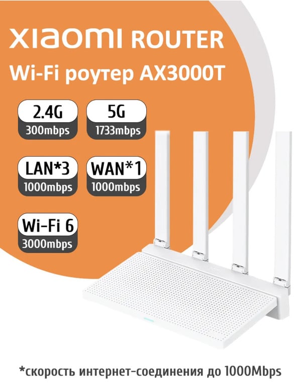 Wifi роутер Xiaomi AX3000T Wi-Fi 6 домашний