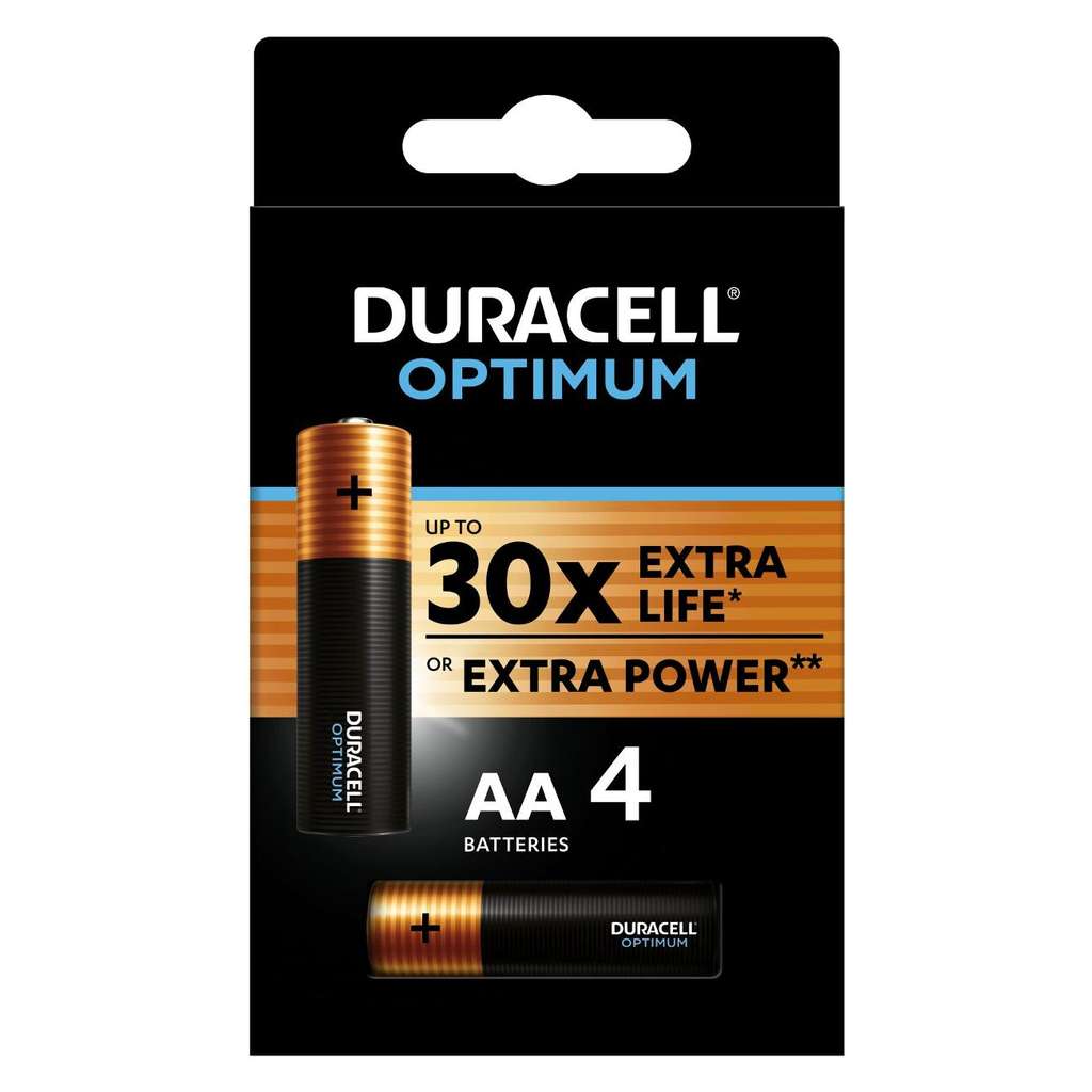 Батарея Duracell Optimum АА 4 шт, бонусы применимы.