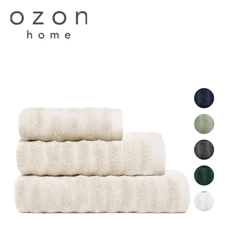 Набор полотенец Ozon home Страйп Молочный (3 шт., 30x60, 50x90, 70x140 см, 440 г/м2)