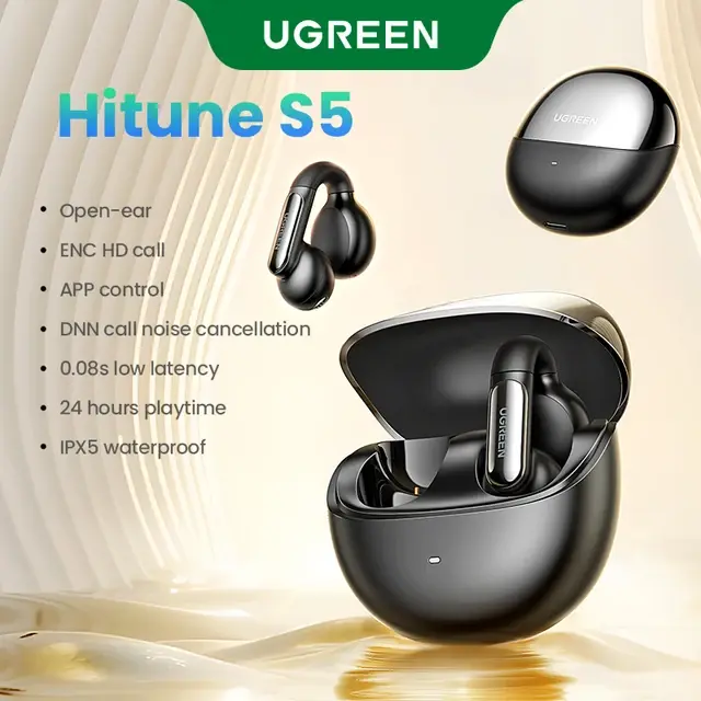 Наушники TWS Ugreen HiTune S5 (BT 5.4, 12 мм, до 24 ч, IPX5)