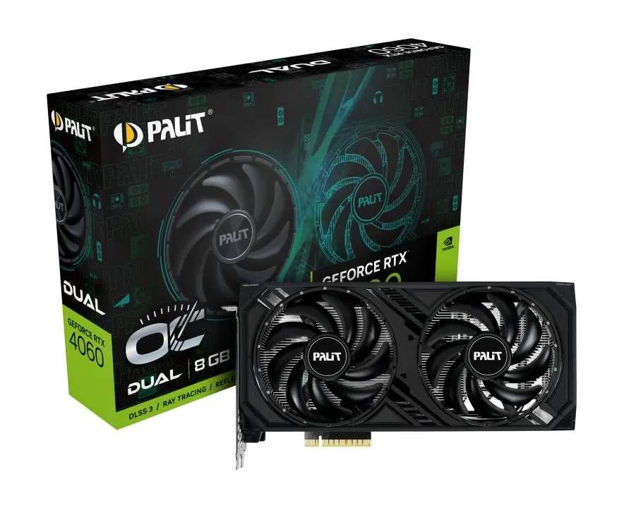 Видеокарта Palit GeForce RTX 4060 Dual OC 8 ГБ (цена по Ozon карте)