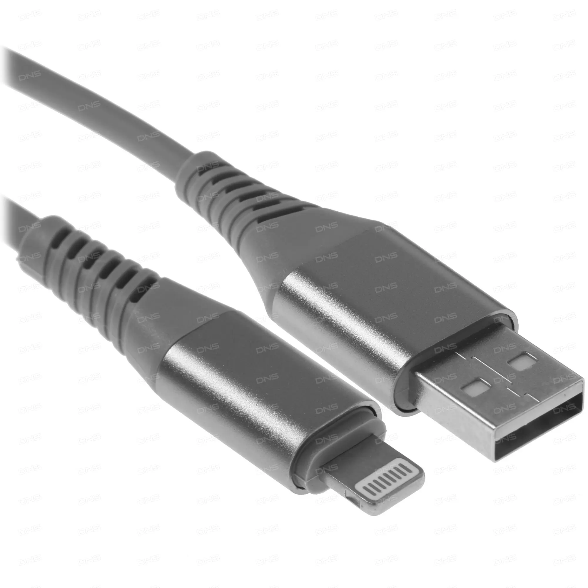 Кабель круглый DEXP Lightning 8-pin - USB серый 1 м, 2A ДНС