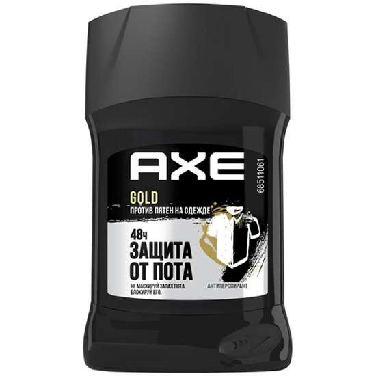 Антиперспирант-карандаш AXE GOLD Защита от пятен, 50 мл (+ дезодорант аэрозоль за 259 руб. и гели для душа за 209 руб.)