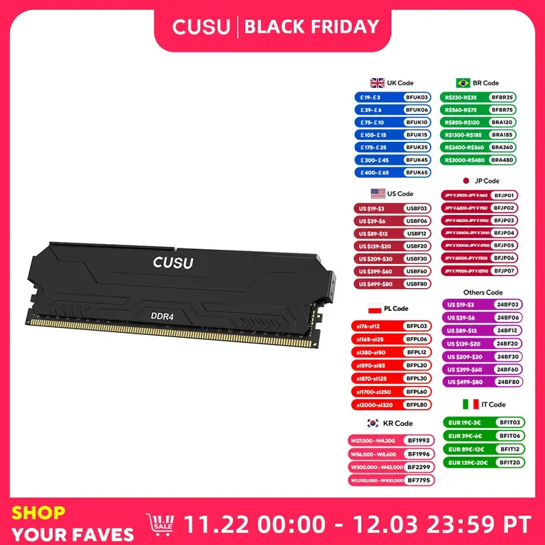 Оперативная память ОЗУ CUSU DDR4, 2x8 Гб