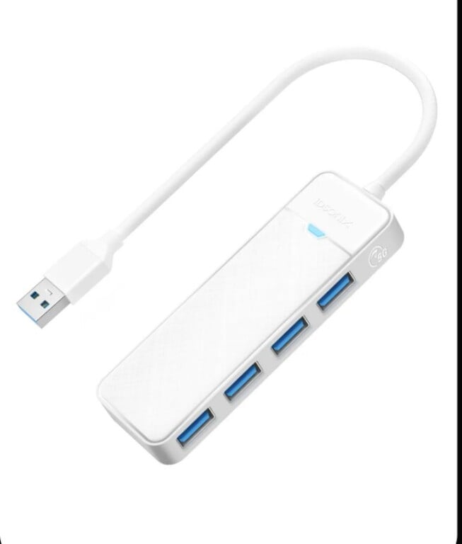 USB HUB iDsonix AMPW4A USB-A хаб 3.0, 4 порта USB-A, Белый, 0.15м