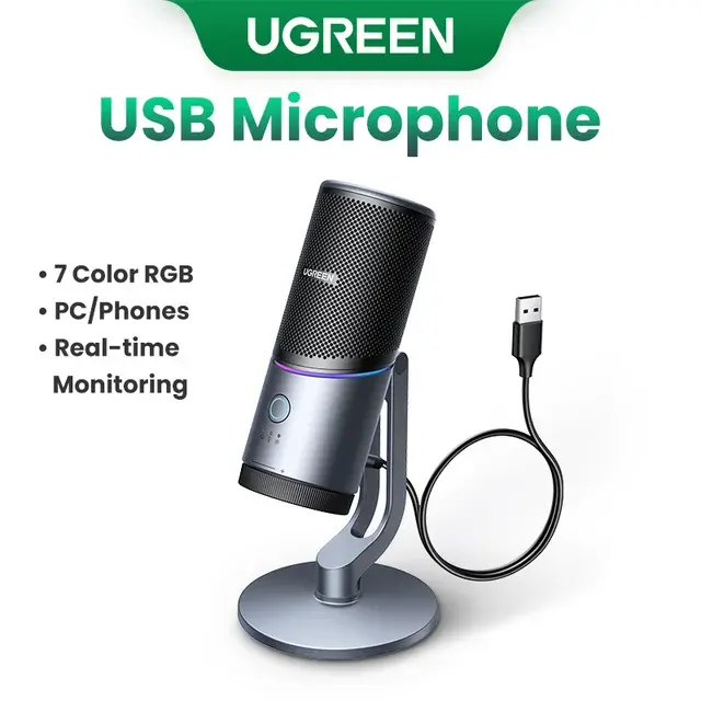 Конденсаторный USB-микрофон UGREEN CM769 с RGB