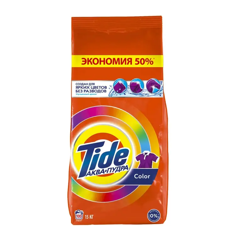 Порошок стиральный Автомат Tide Color, 100 стирок, 15 кг (с картой Ozon)