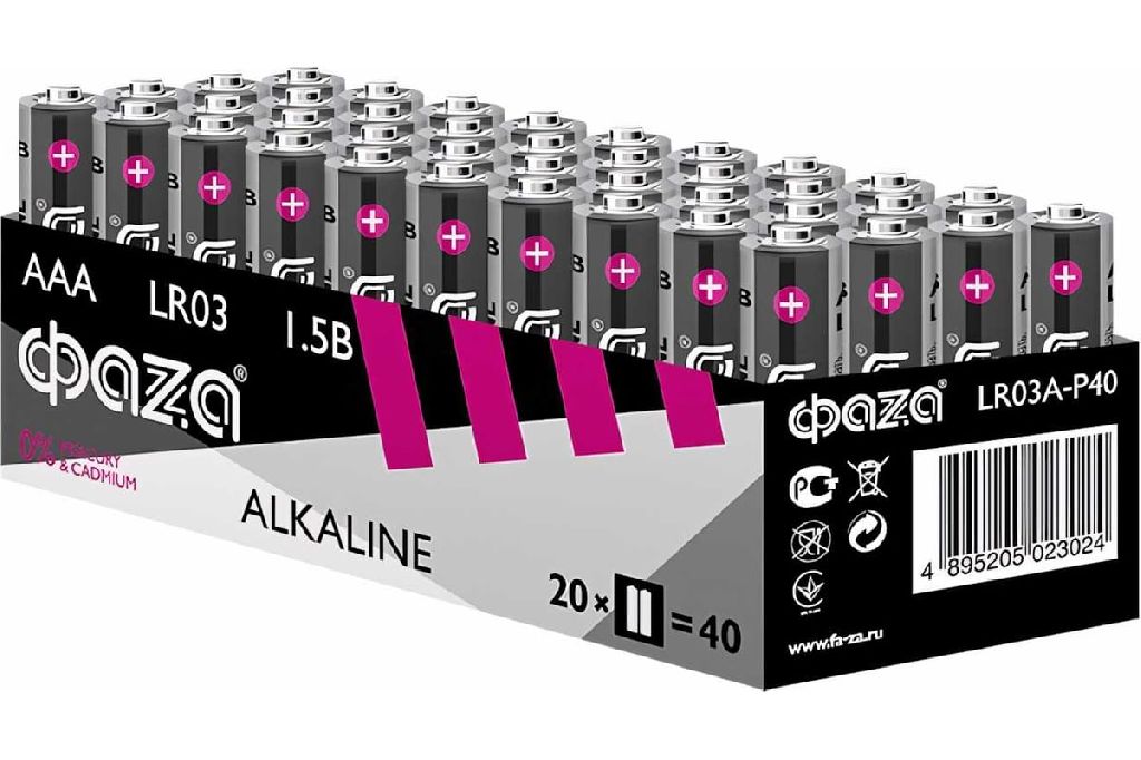 Алкалиновый элемент питания ФАZА AAA/LR03 1.5В Alkaline Pack-40 40 шт