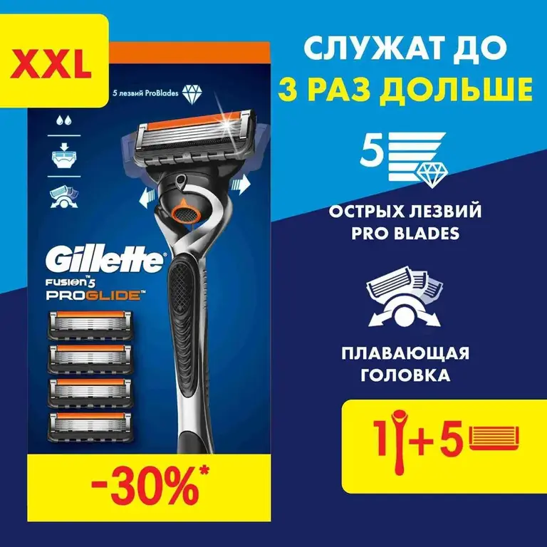 Мужская бритва Gillette Fusion5 ProGlide, 5 кассет