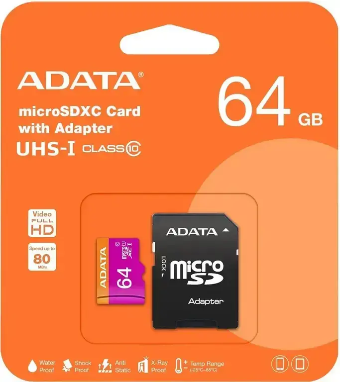 Карта памяти microSDXC UHS-I U1 A-Data 64 ГБ, Class 10