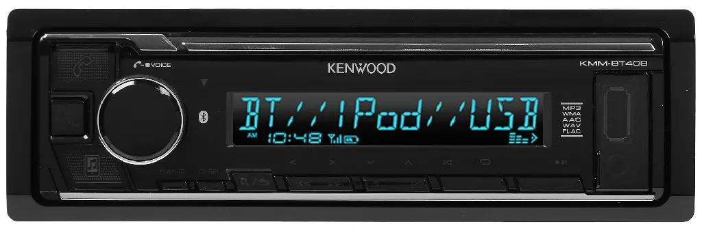 Автомагнитола процессорная Kenwood KMM-BT408 + Акустическая система Soundmax SM-CSL502