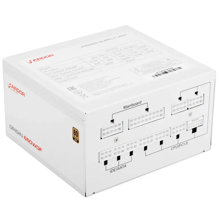 Блок питания ARDOR GAMING ORIGIN 650WGF White белый (650вт, 80plus GOLD)