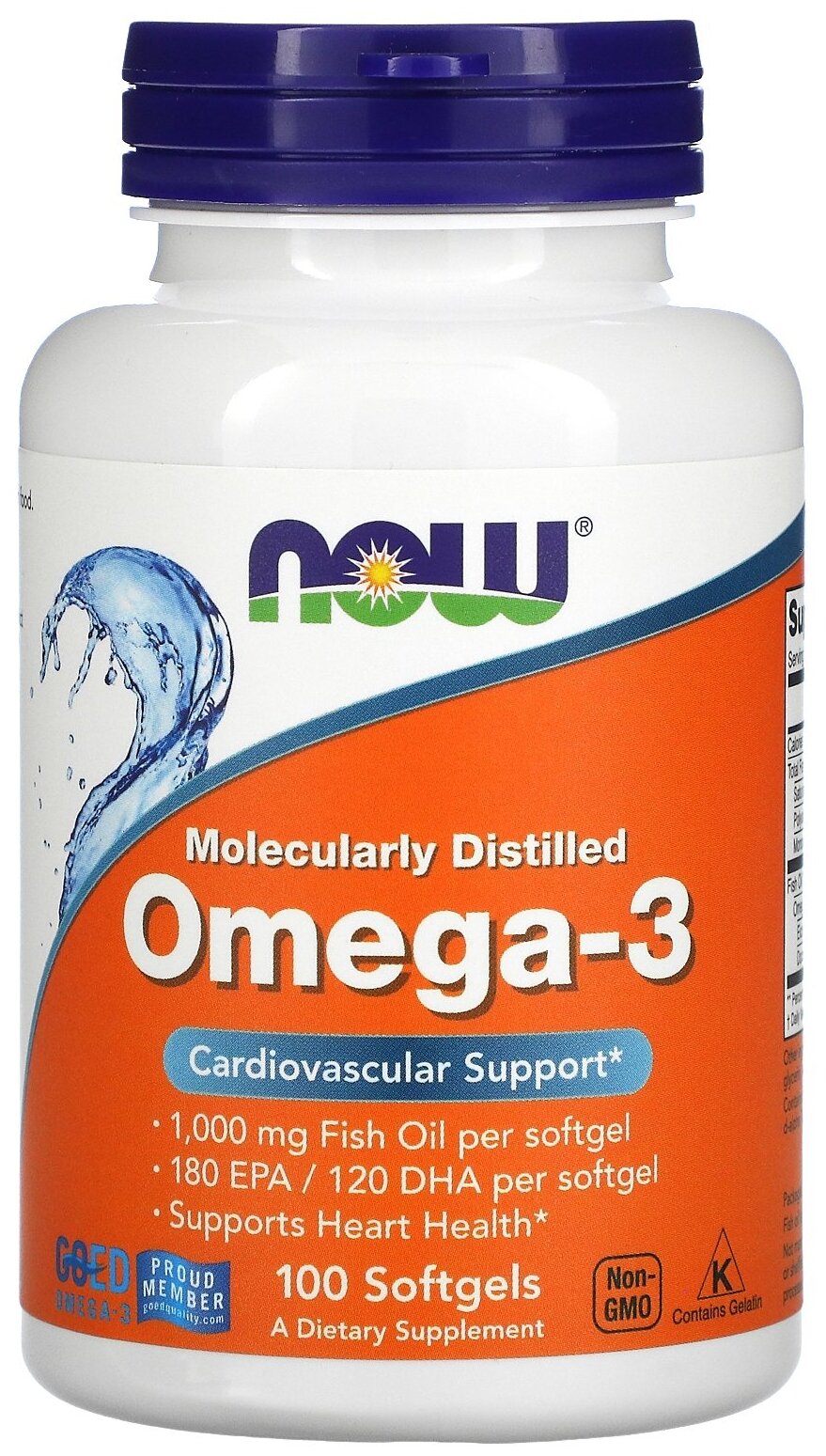 NOW Omega-3 капс., 1000 мг, 100 шт