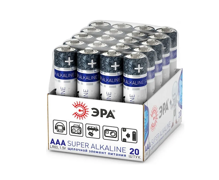 Батарейка ЭРА LR03 SUPER Alkaline AAA, 20шт/уп (цена с ozon картой)