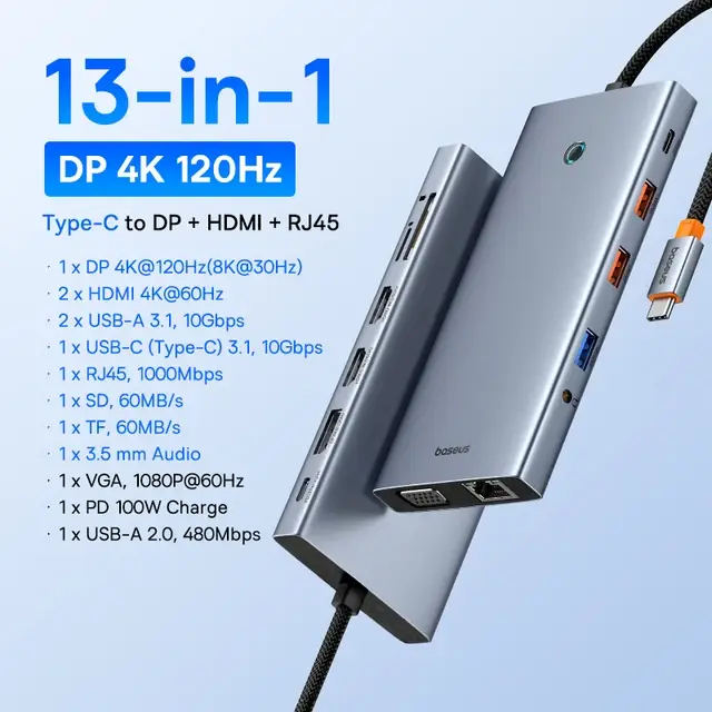 USB-Концентратор 13-в-1 Baseus PortalJoy Series 13-Port HUB BS-OH119