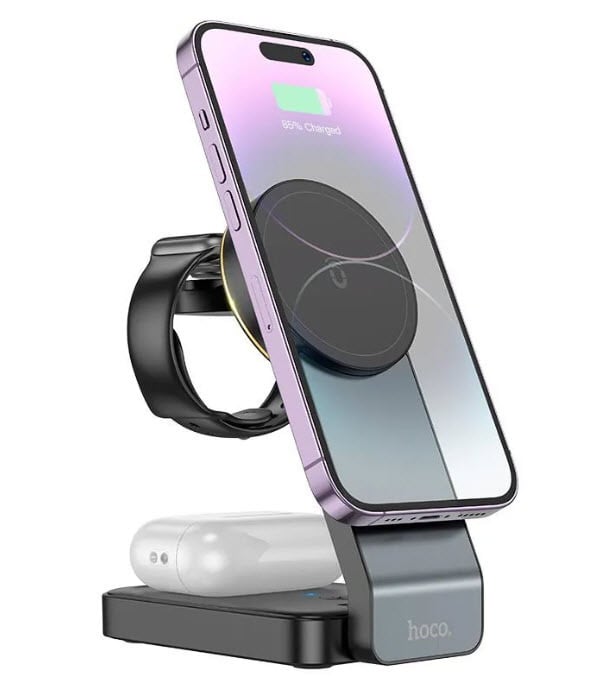 Беспроводная зарядка Hoco 3 в 1 для iPhone / Apple Watch / Air Pods (с Озон картой)