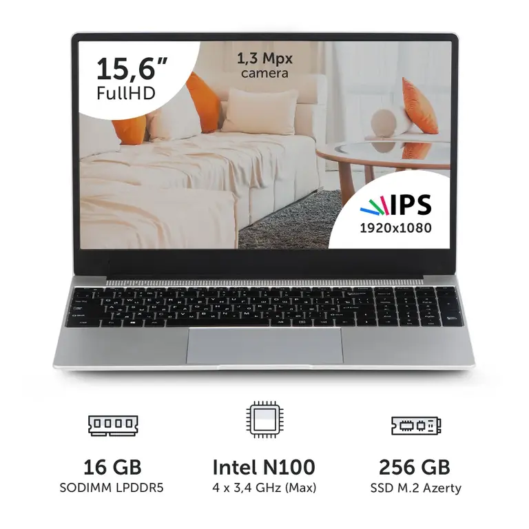 Ноутбук Azerty RB-1552 (15.6", IPS, Intel N100, 16+256GB, Windows 11) + на WB