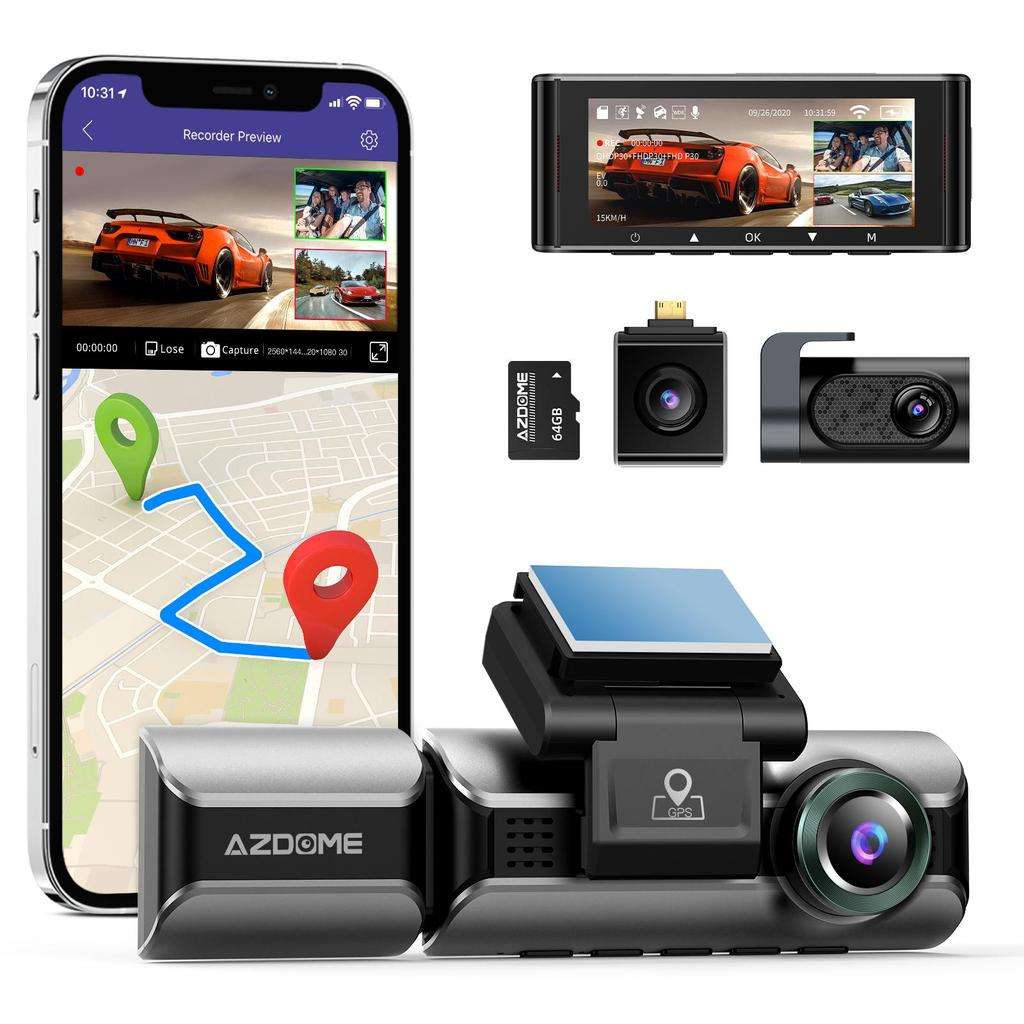4K Автомобильный видеорегистратор AZDOME M550 Pro с 3 камерами, 5G, Wi-Fi, GPS