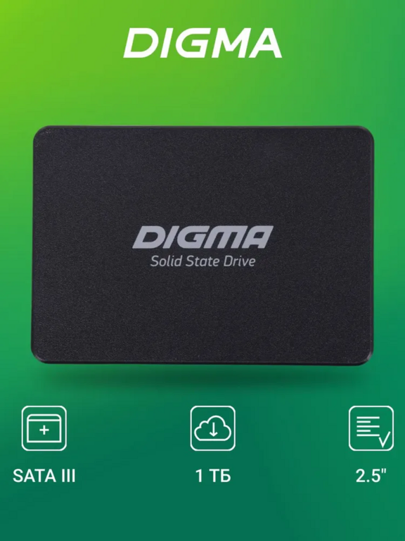Внутренний SSD-диск Digma 1 ТБ SATA III Run P1 (DGSR2001TP13T)