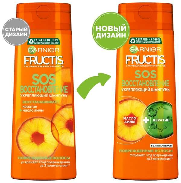 2 шт. укрепляющий шампунь для волос GARNIER Fructis SOS Восстановление, 700 мл (270₽ за 1 шт.)