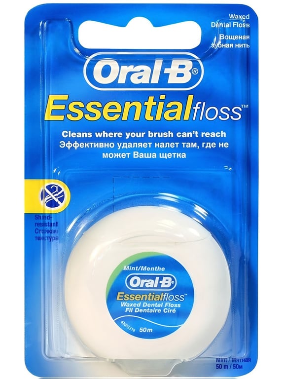 Зубная нить Oral-B Essential Floss вощеная, Мята, 50 м.