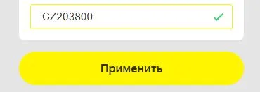 Скриншот подтверждения применения купона CZ203800