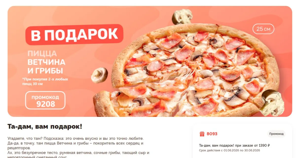 Скриншот подтверждения применения купона 8253