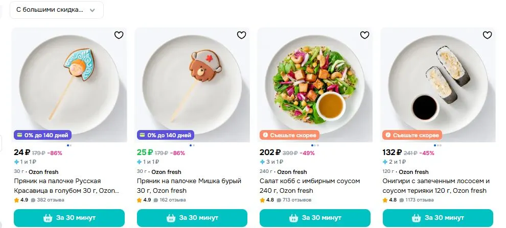 Скриншот подтверждения применения купона До -90% на продукты и товары для дома