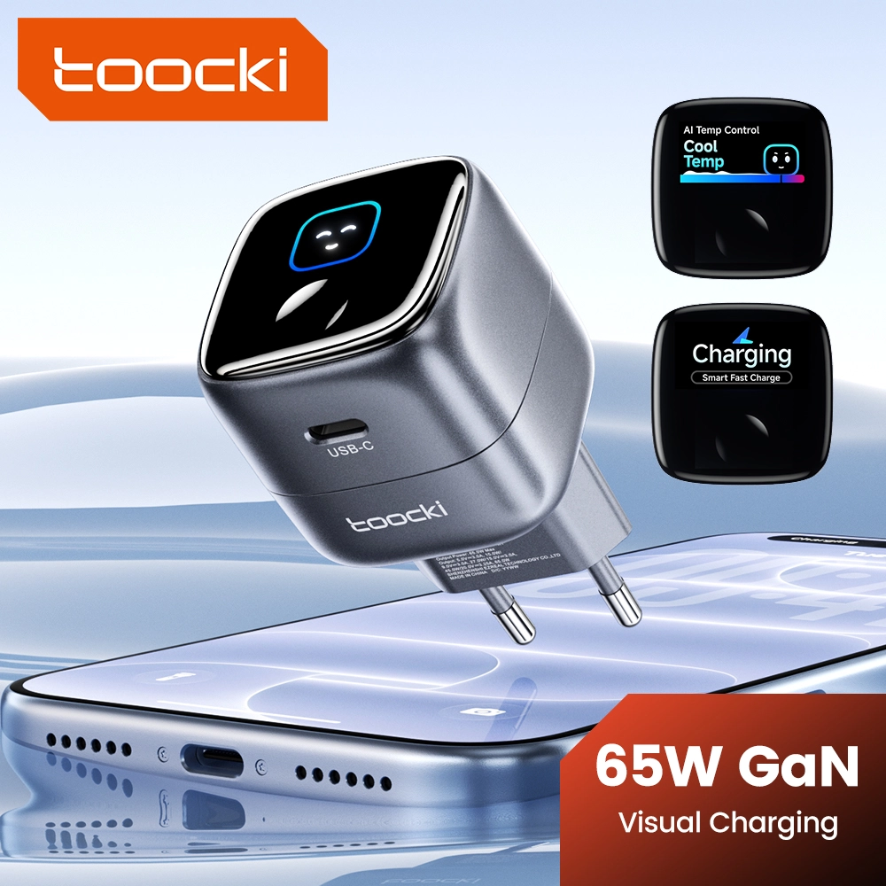 Зарядное устройство Toocki 65 Вт GaN USB-C AVS PD3.2 с интеллектуальным дисплеем