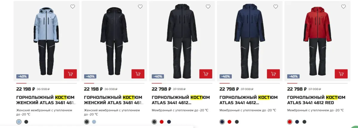 Скриншот подтверждения применения купона Зимние костюмы со скидкой до 50%