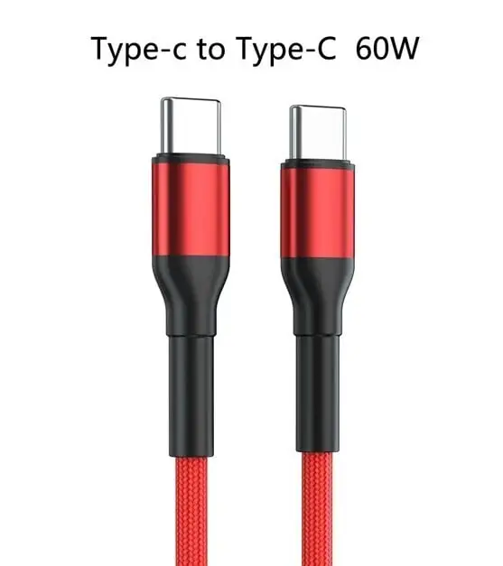 Зарядный кабель PD 60W TC to TC Red 1 м