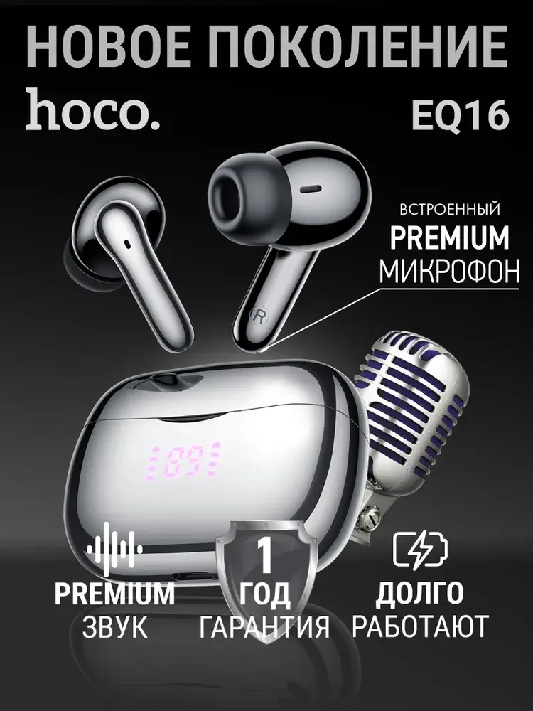 Беспроводные наушники HOCO EQ16 ANC с поддержкой Bluetooth 5,3 и активным шумоподавлением