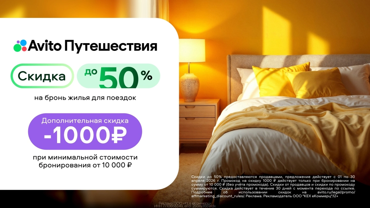 Скриншот подтверждения применения купона Забронировать жилье на сайте или в приложении со скидкой 1000 ₽