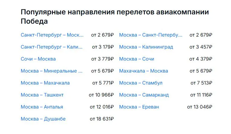 Скриншот подтверждения применения купона Рейсы авиакомпании "Победа" по низким ценам