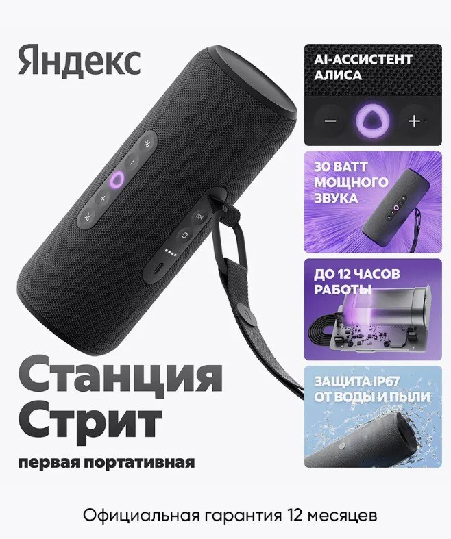 Портативная колонка Яндекс Станция Стрит с Алисой