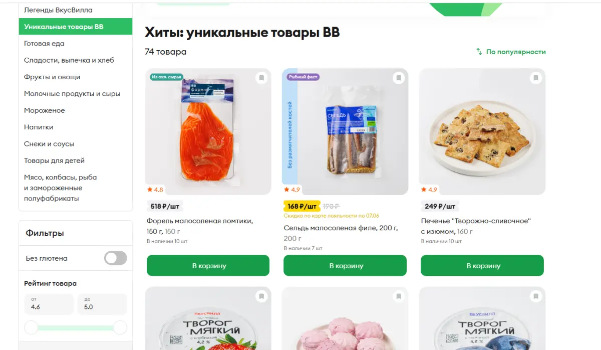 Скриншот подтверждения применения купона Хиты: уникальные товары ВВ