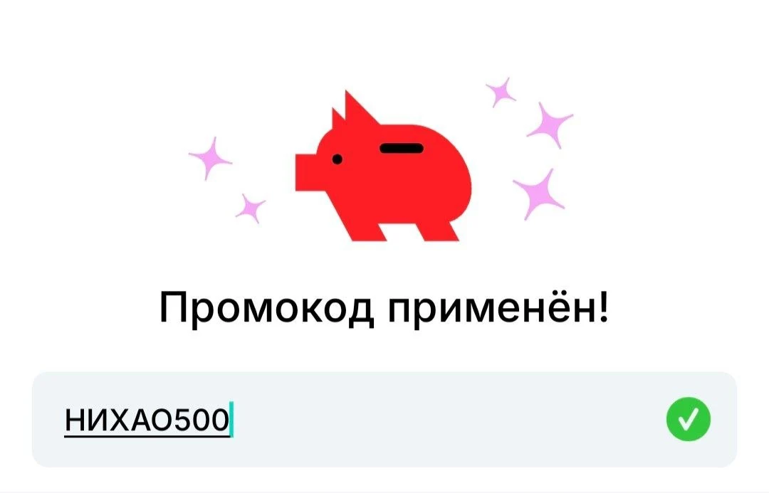 Скриншот подтверждения применения купона НИХАО500