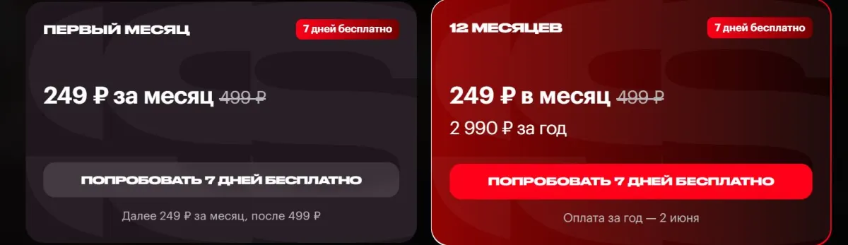 Скриншот подтверждения применения купона Месяц подписки всего за 499р.