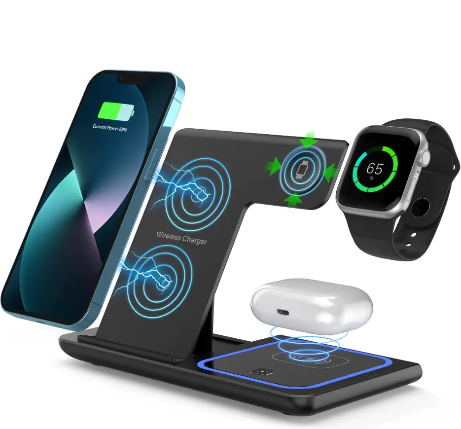 Беспроводная зарядка 3 в 1 для телефона iPhone и Andoid