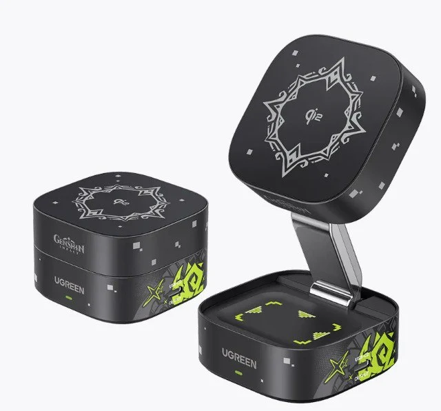 UGREEN MagFlow беспроводное зарядное устройство версия Genshin Impact 2-in-1 Qi2 15W- Black