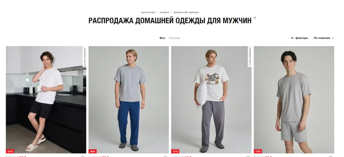 Скриншот подтверждения применения купона Распродажа домашней одежды для мужчин!