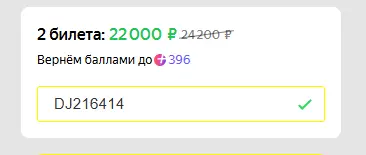 Скриншот подтверждения применения купона DJ216414